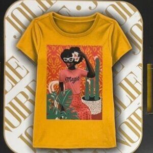 Jolie Noire Graphic Tee Tshirt Black is Beautiful Girls 7/8 Yellow New